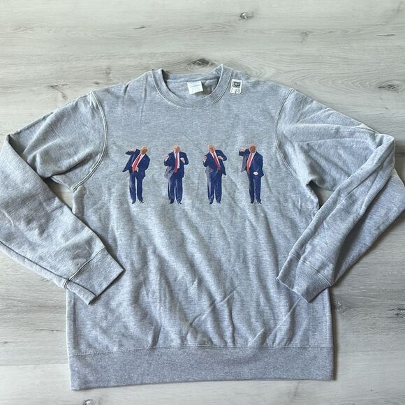 Port & company Donald Trump Dance Sweatshirt unisex in heather grey Medium NWT - Picture 4 of 6